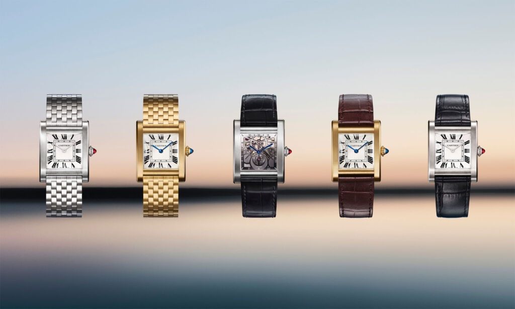 Five version of the iconic jewellers iconic Tank watches