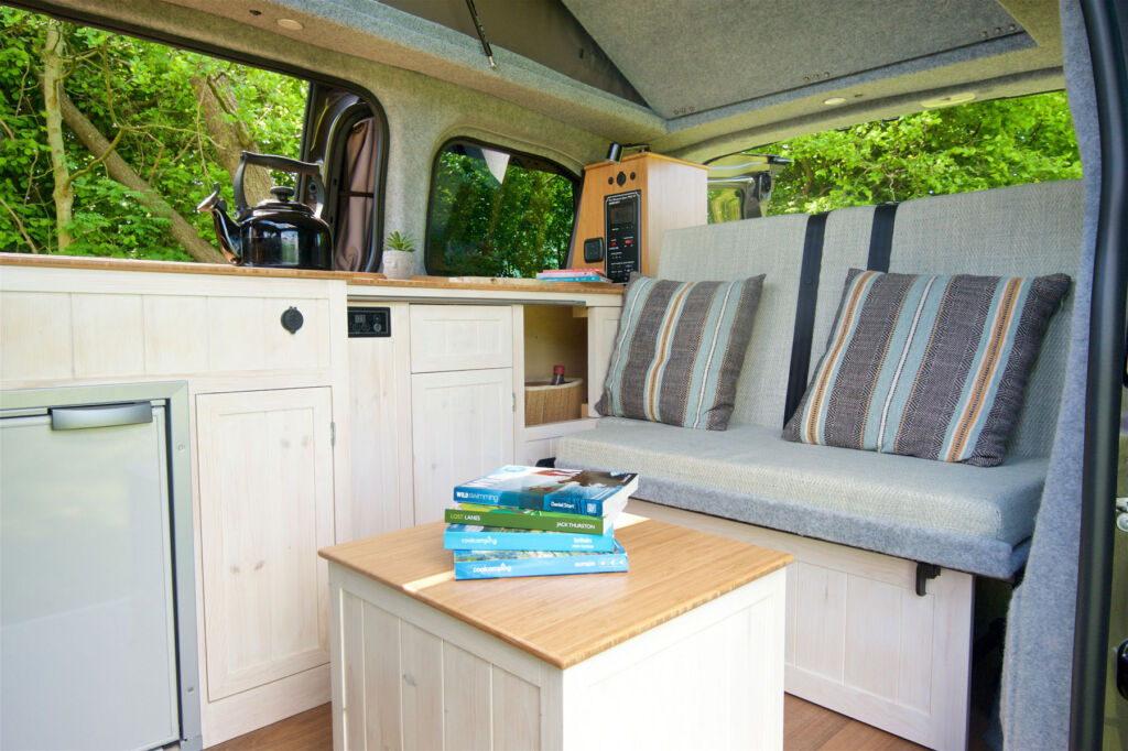 The interior of one of the campervans