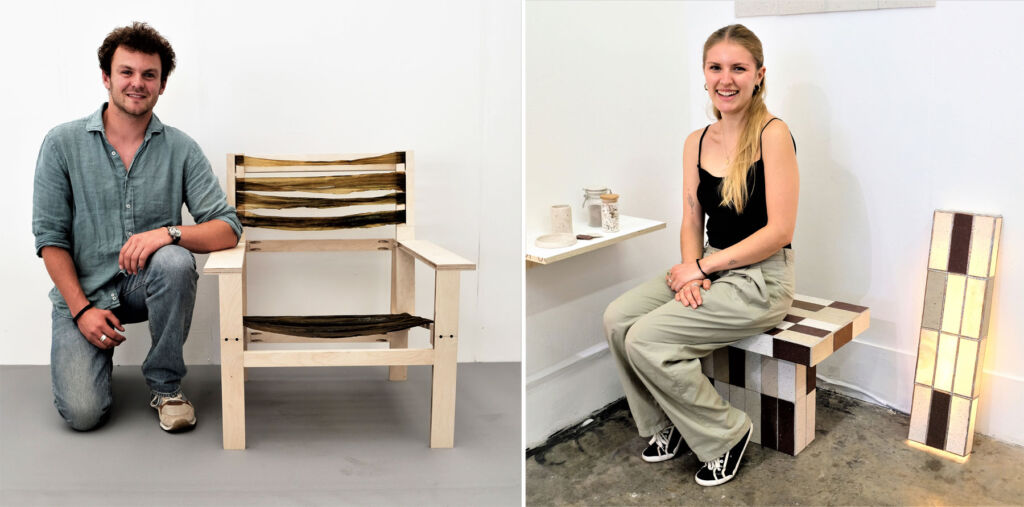 Two of the Graduates showing chair designs