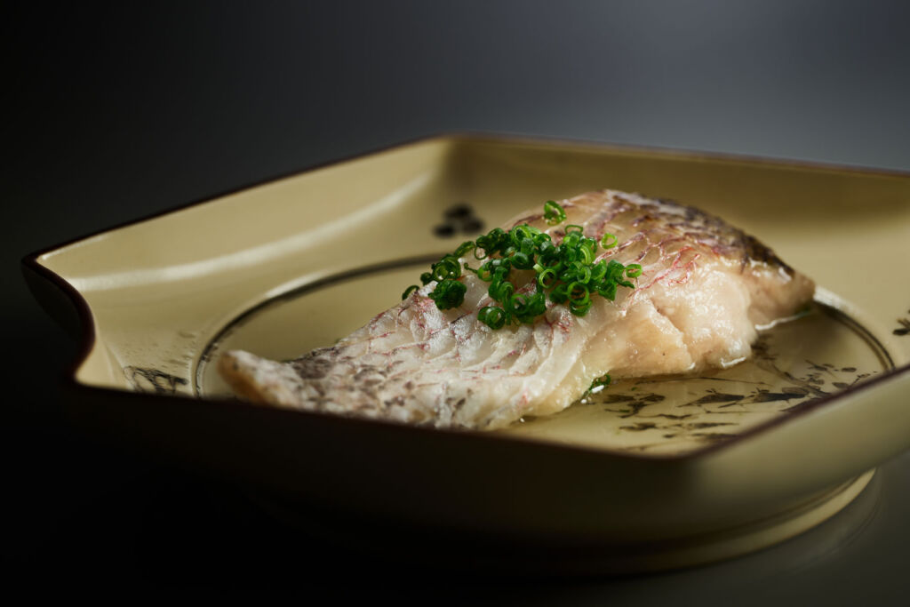 The black throat sea perch steamed with sake dish
