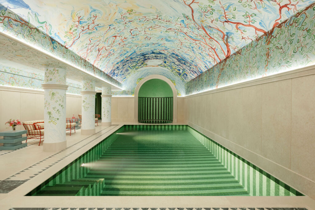 The extraordinary fresco surrounding the swimming pool