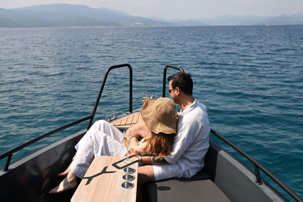 A couple relaxing on a boat trip