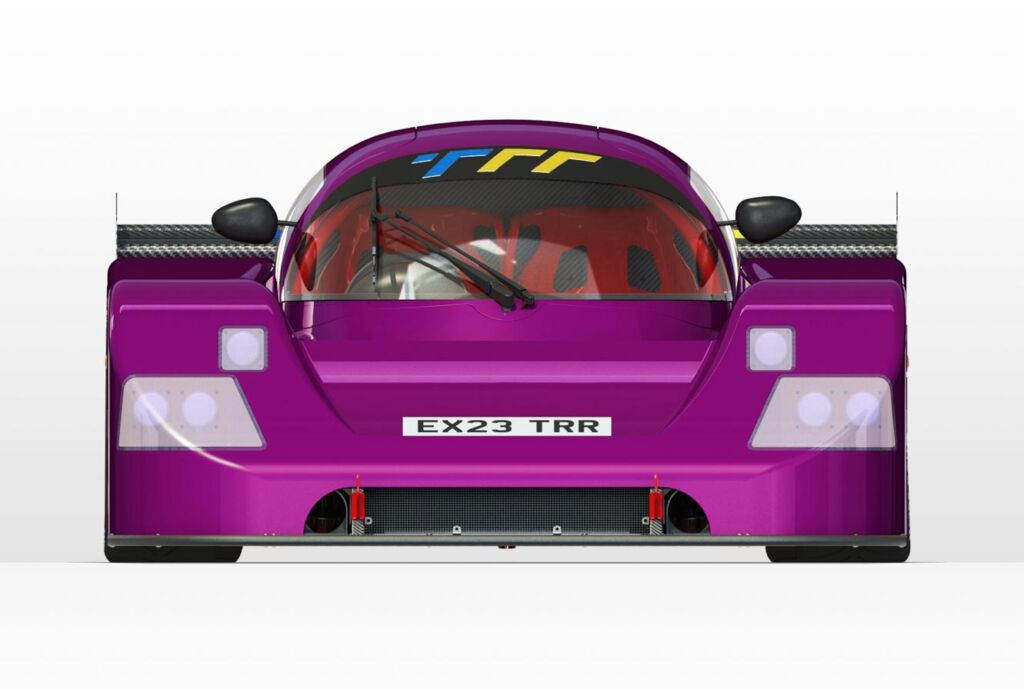 A rendering showing what the finished car will look like from the front
