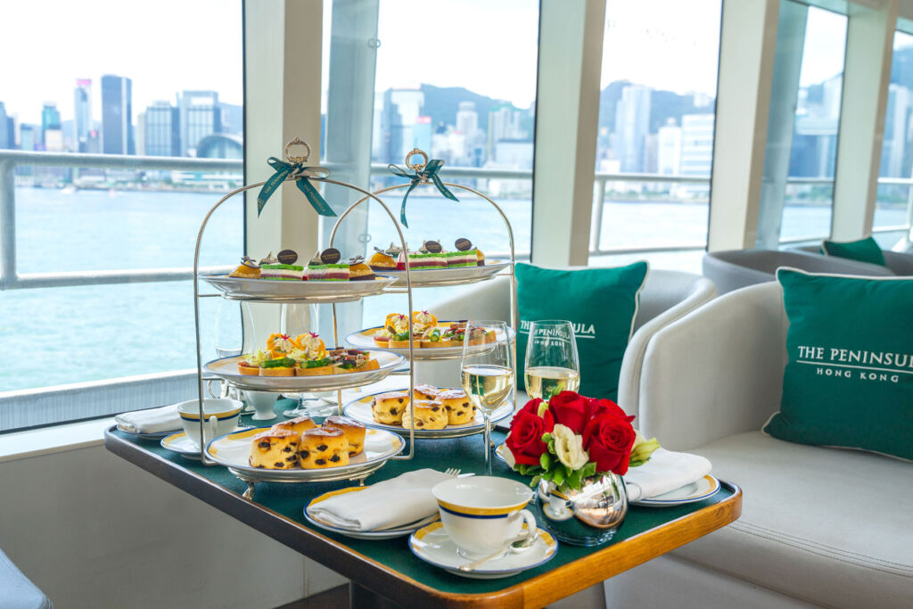 The afternoon tea ready for guests on board the boat
