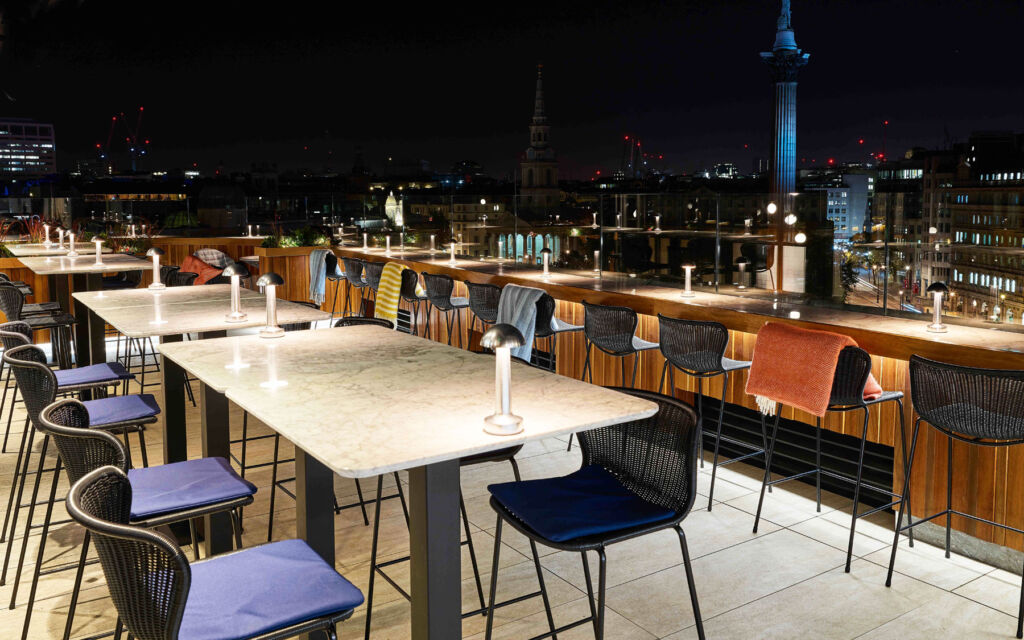 The views of London at night from the tables 