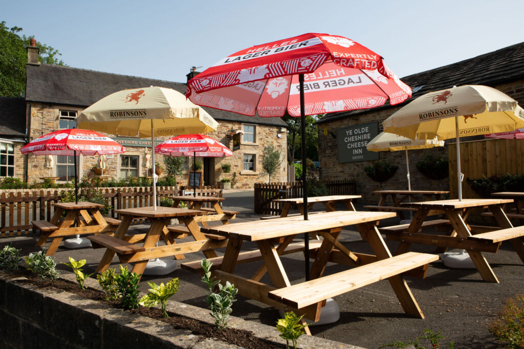 The outdoor seating area at the newly refurbished inn