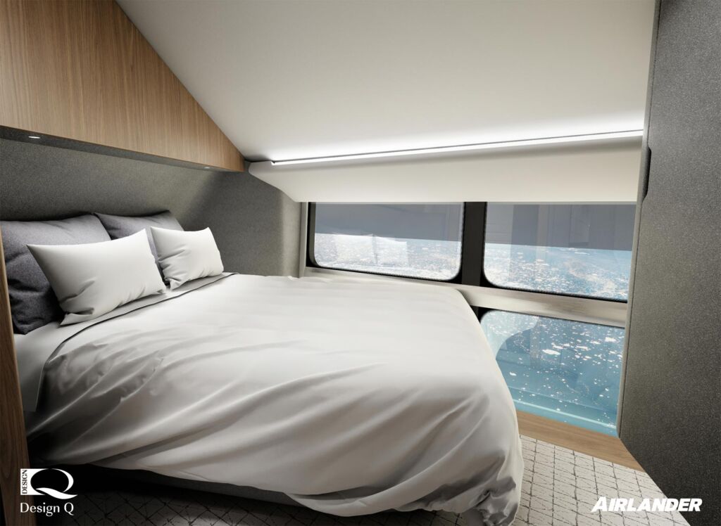 An artist's rendering of one of the private bedroom suites on the airship