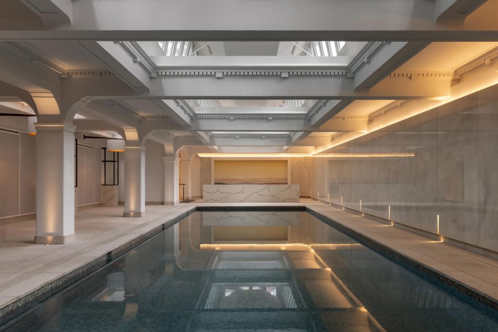 The hotels indoor swimming pool