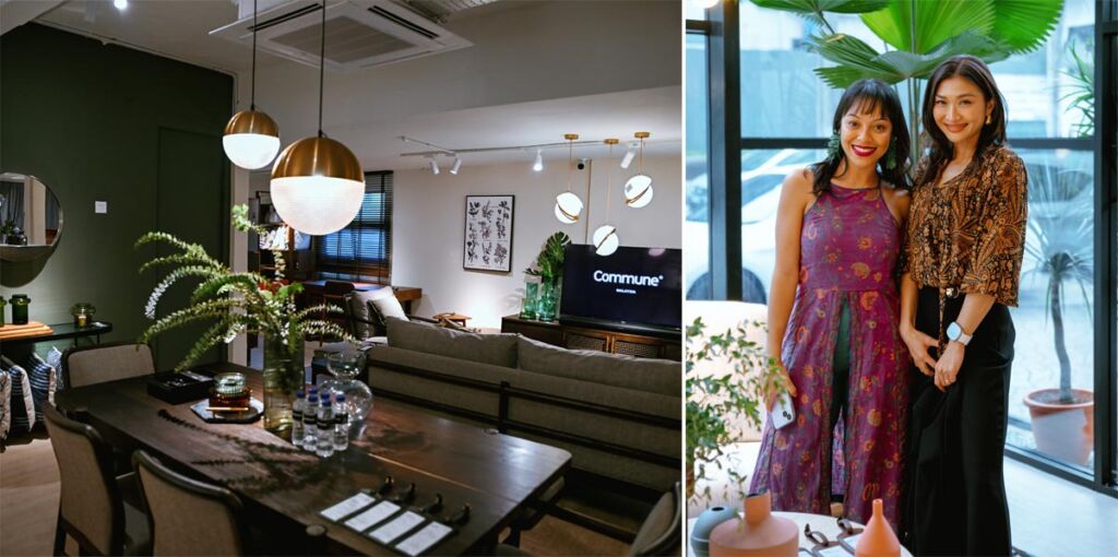 Two photographs from the official opening of the Bangsar showroom