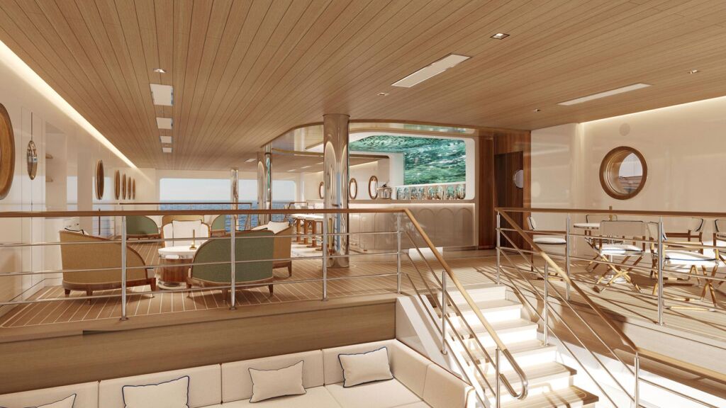A rendering of one of the interior spaces inside the ship