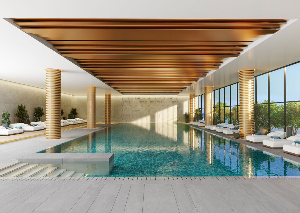 A rendering of the indoor swimming pool
