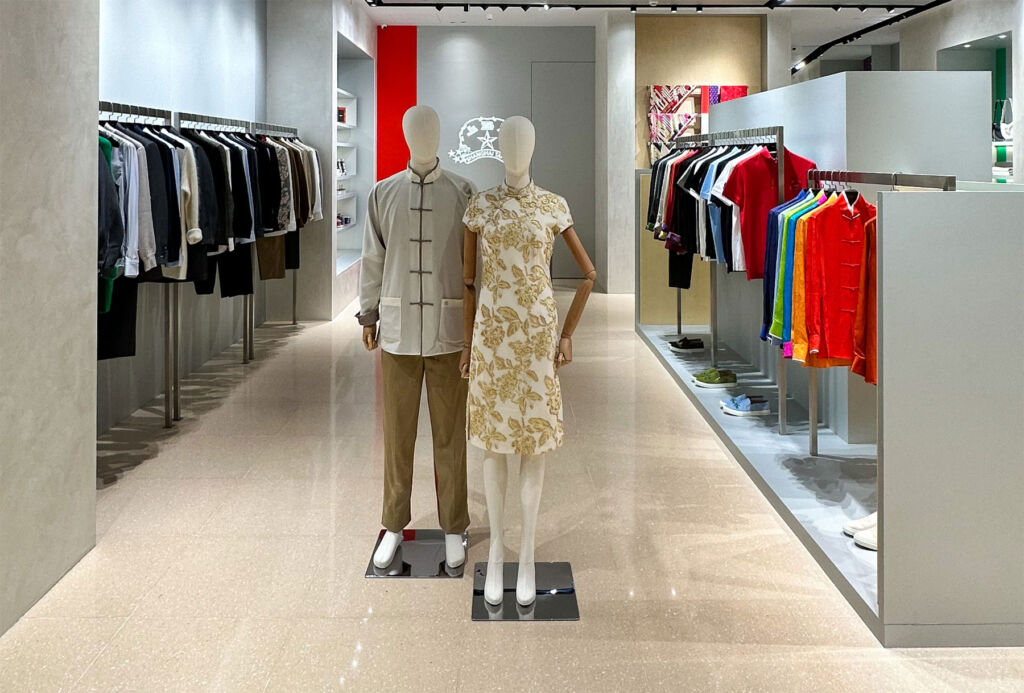 Mannequins displaying items from the company's latest fashion collection
