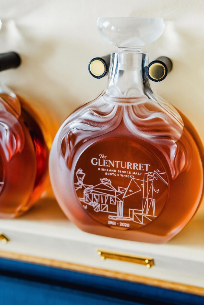 A close up view of decanter four in the unique collection