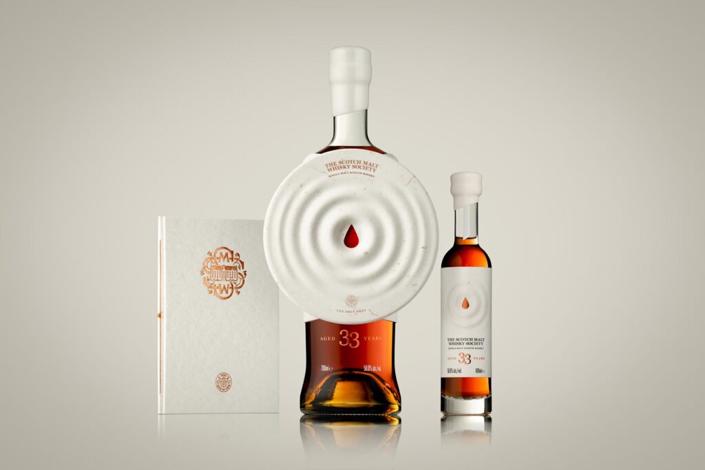 The Only Drop lot from The Scotch Malt Whisky Society in its uniquely designed bottle