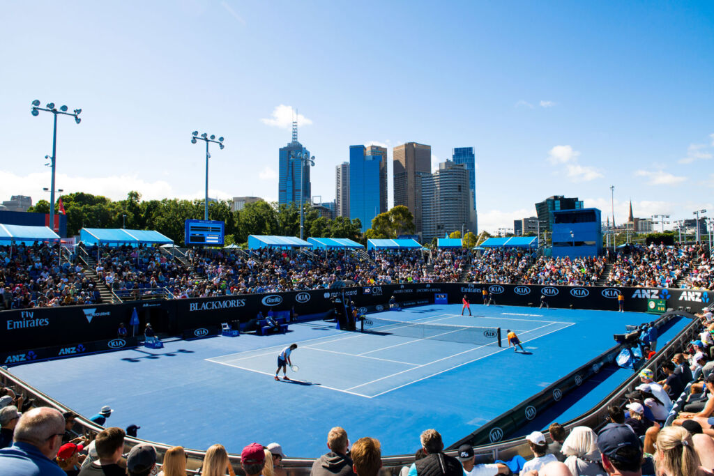 A men's tennis match at the Australian Open