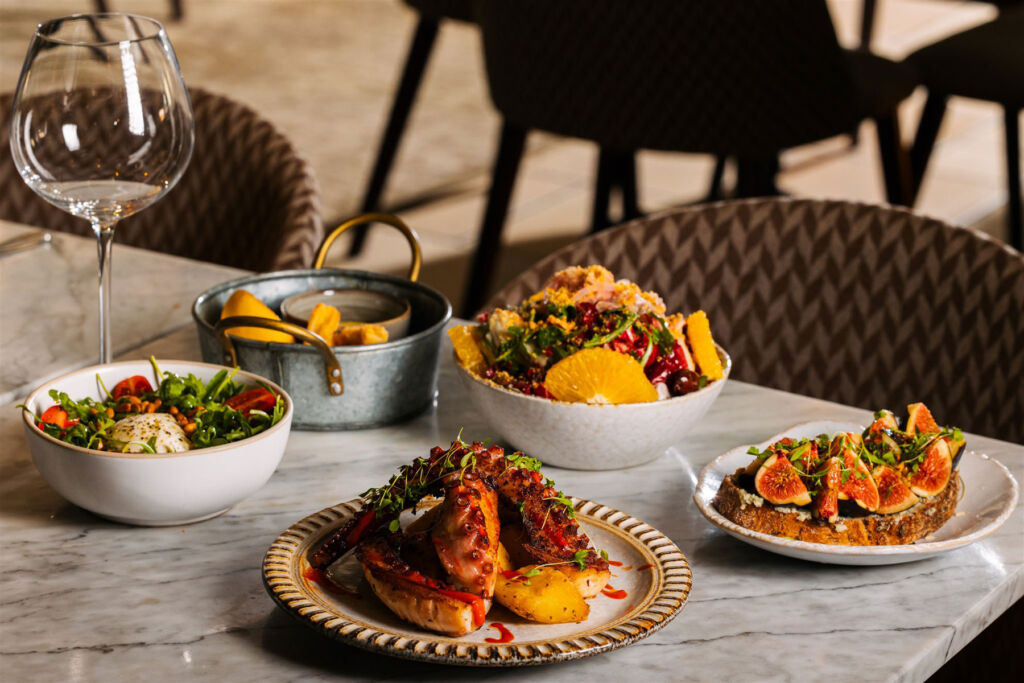 Five small dishes ready to be enjoyed in the restaurant