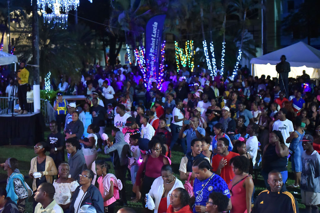 A crowd of people at the festival of lights