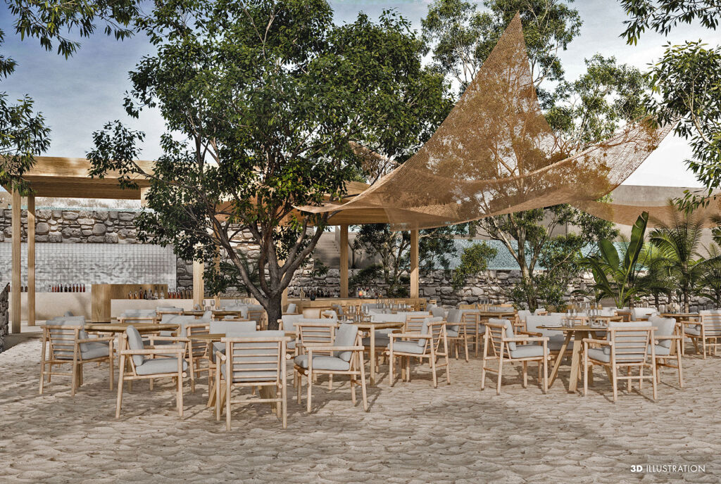 The seating at the Beach restaurant