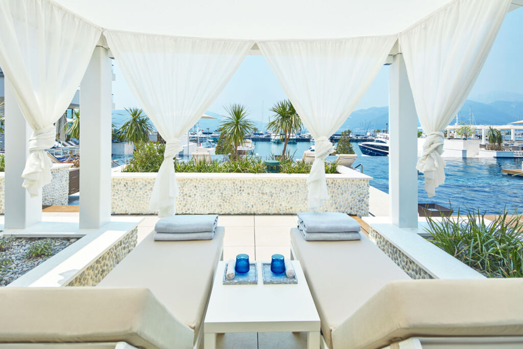 One of the inviting cabanas at the pool club