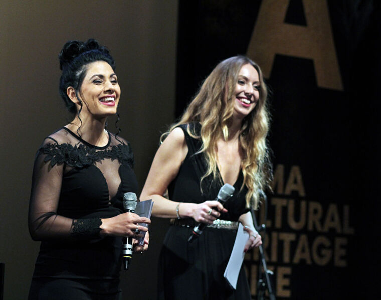 Riah Knight and Simonida Selimovic on stage at the 2019 awards ceremony