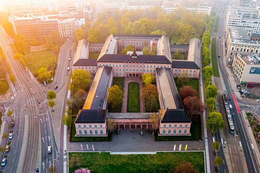 An aerial view of The Grassi Museum of Applied Arts