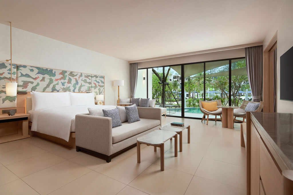The interior of a two bedroom suite with a private pool