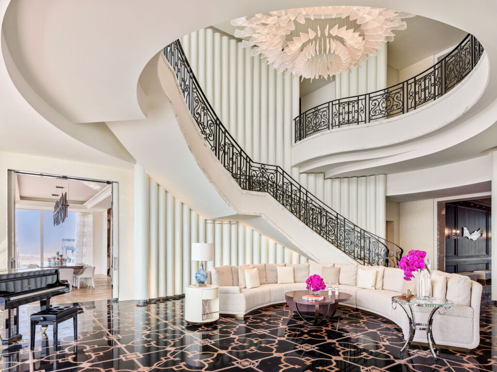 The incredible spiral staircase in the Presidential Suite