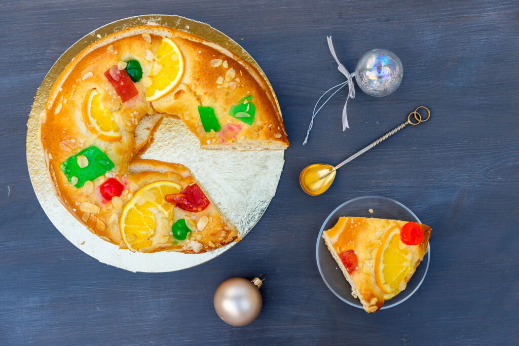 The Spanish Roscón de Reyes circular shaped sweet bread