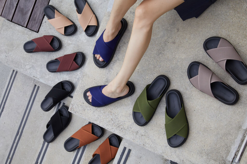 A photograph showing some of the colours in the company's shoe range