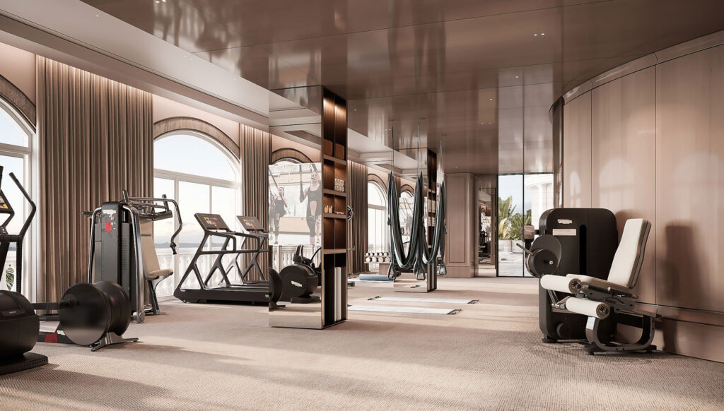 A view of the gym inside the property