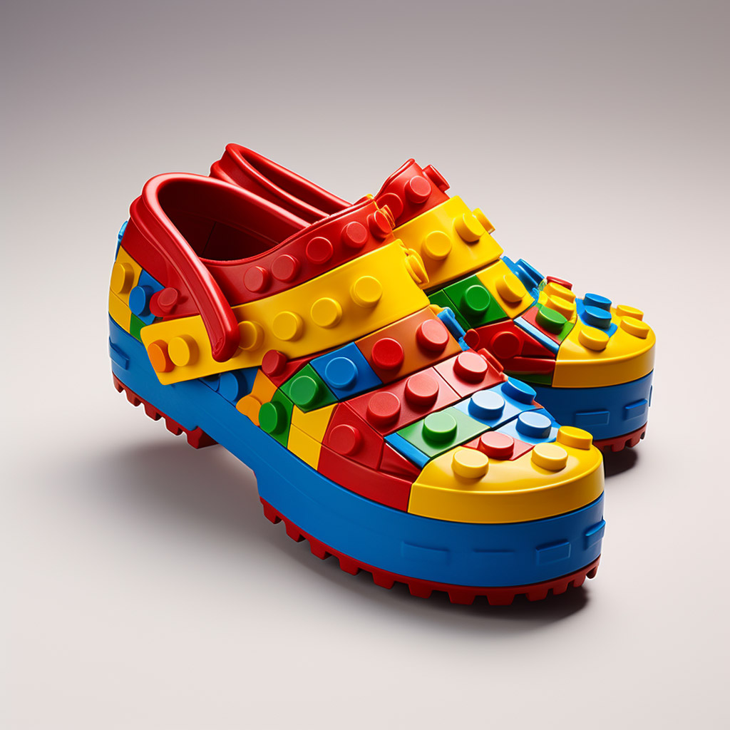 A pair of the lego branded footwear