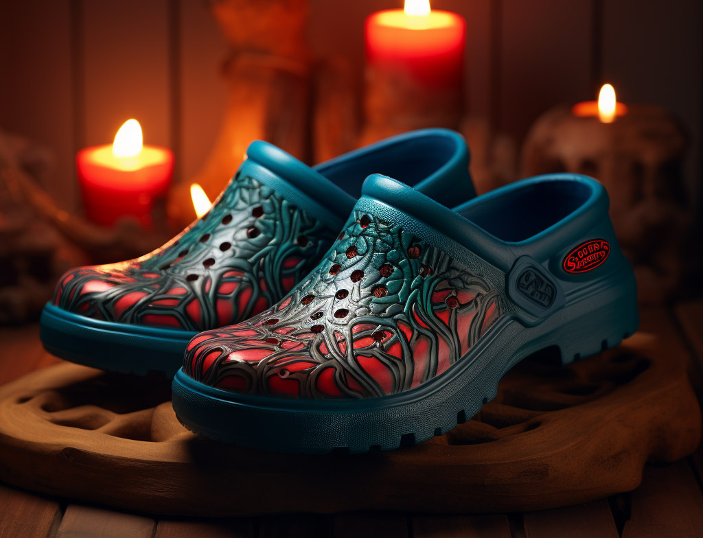 Stranger Things footwear next to a lit candle