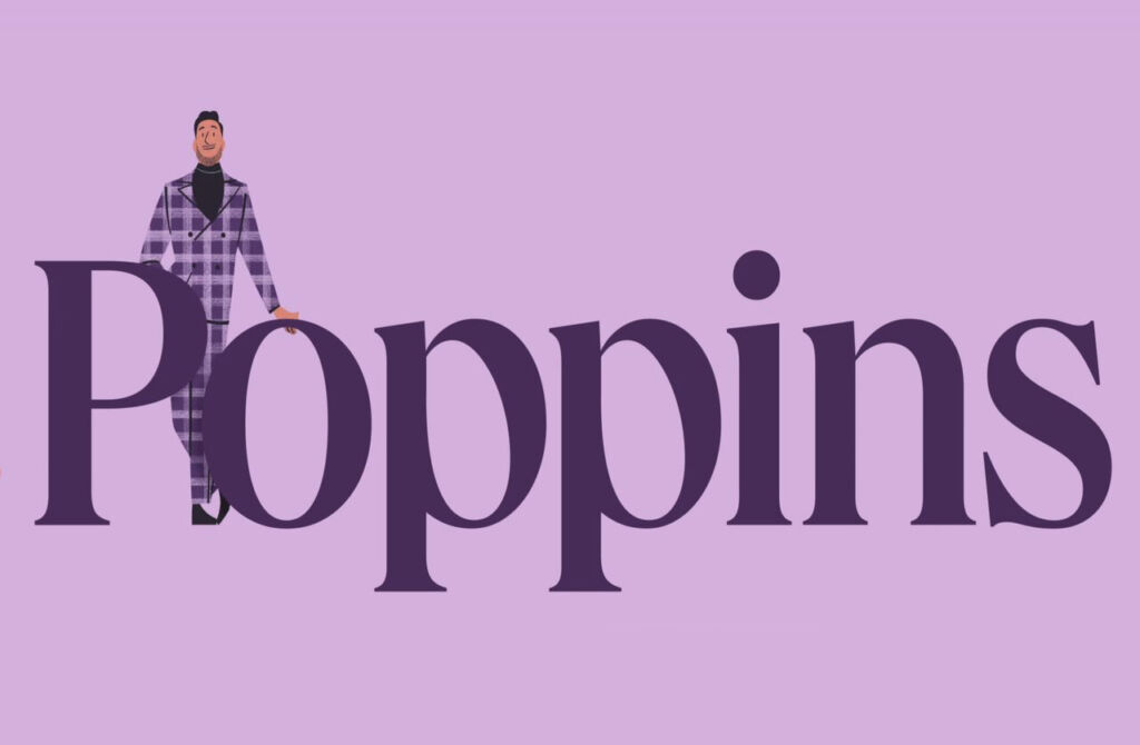 The company logo on a purple background