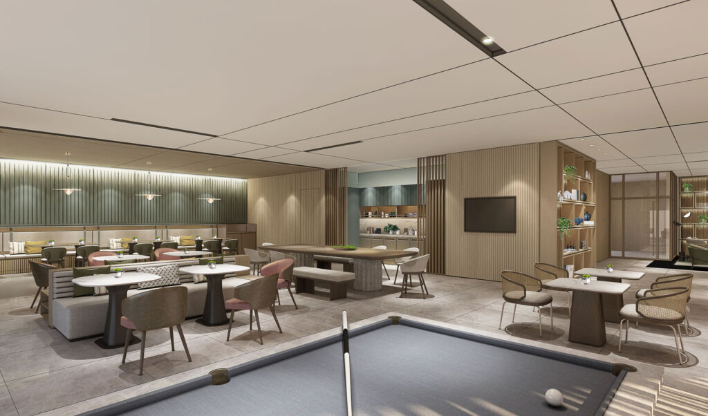 A rendering showing the resident's lounge