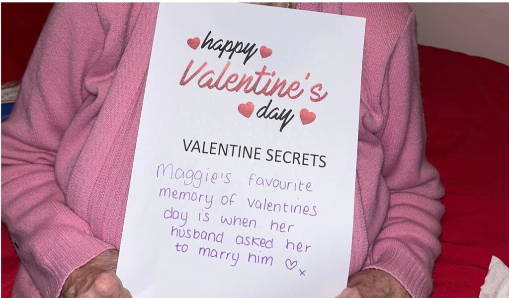 A close up of one of the residents Valentine's secrets
