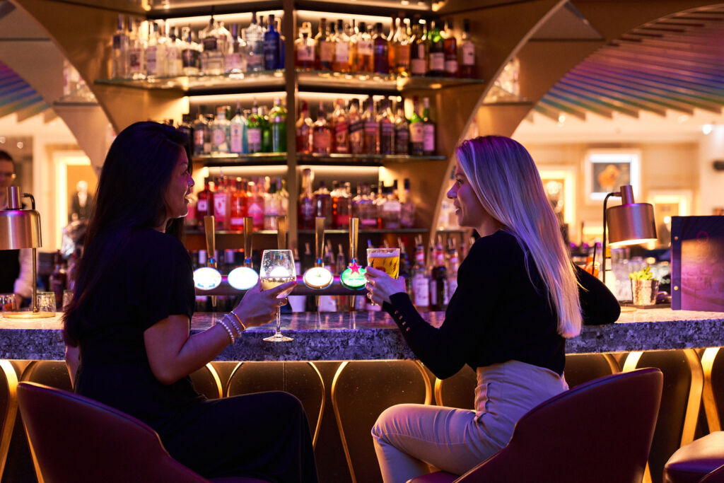 Two ladies enjoying a drink at the bar