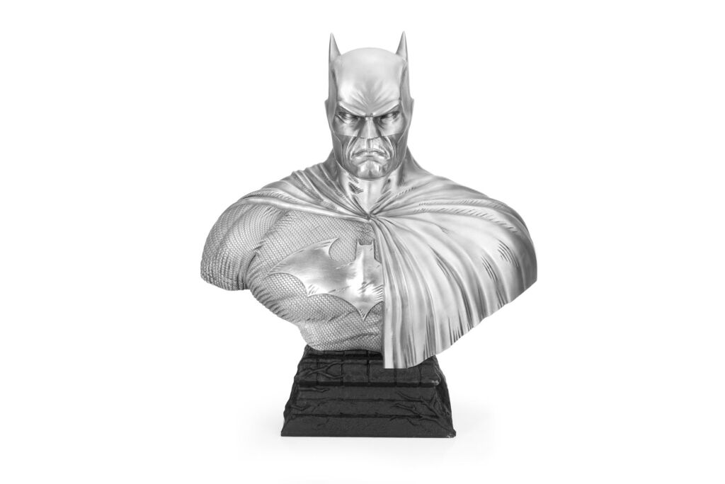 The pewter Batman bust on a white background