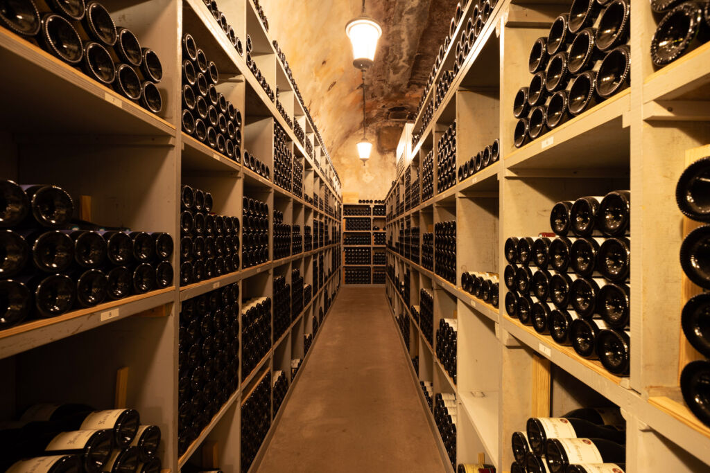 A photograph showing the extensive range of wines