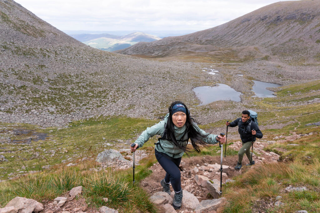 A man and woman hiking in the Yorkshire Dales