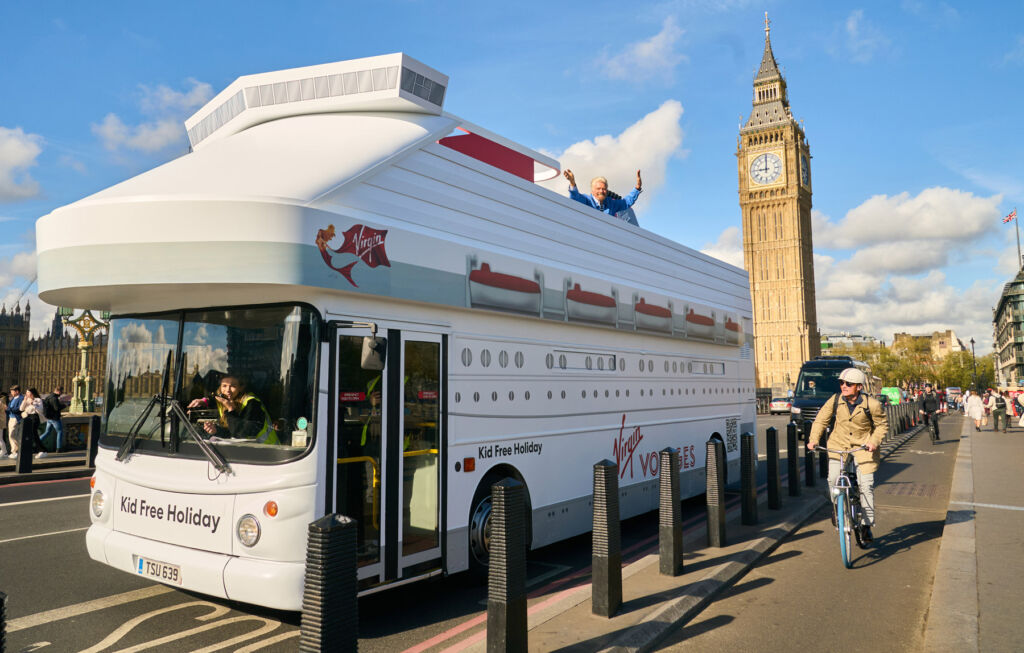 The extraordinary bus heading past the Palace of Westminster