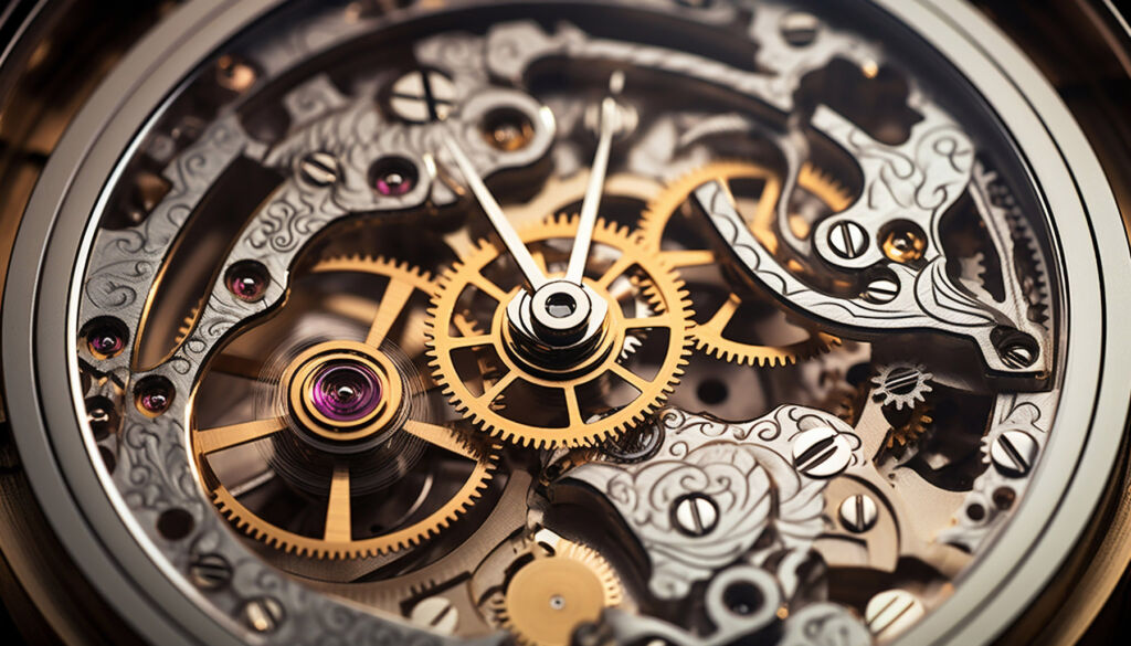 A close up view of a watch mechanism