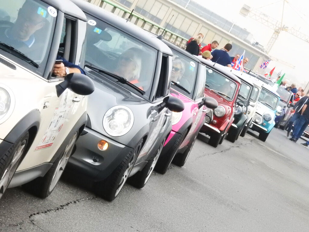 A parade of Mini motor cars on the adventure