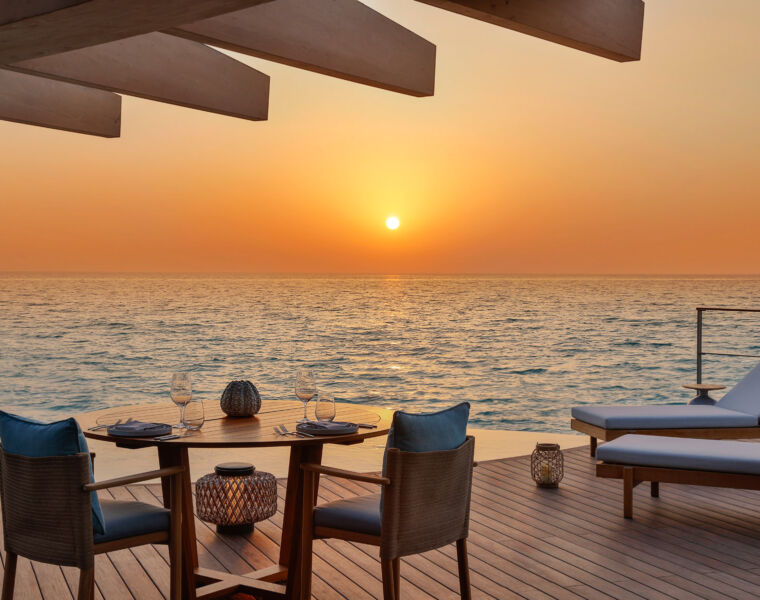 Dining at sunset at a private villa