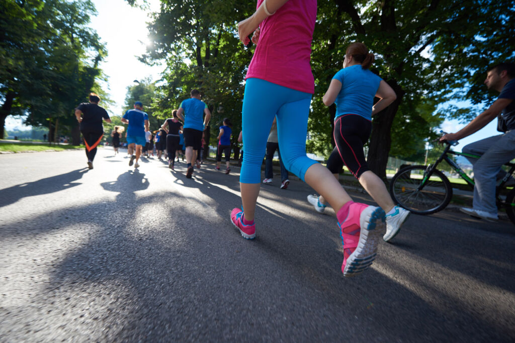 People taking part in a 5K run
