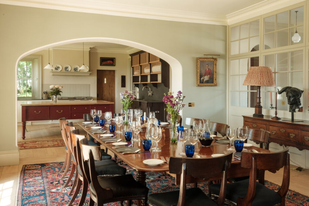 The large dining table in Duredon House