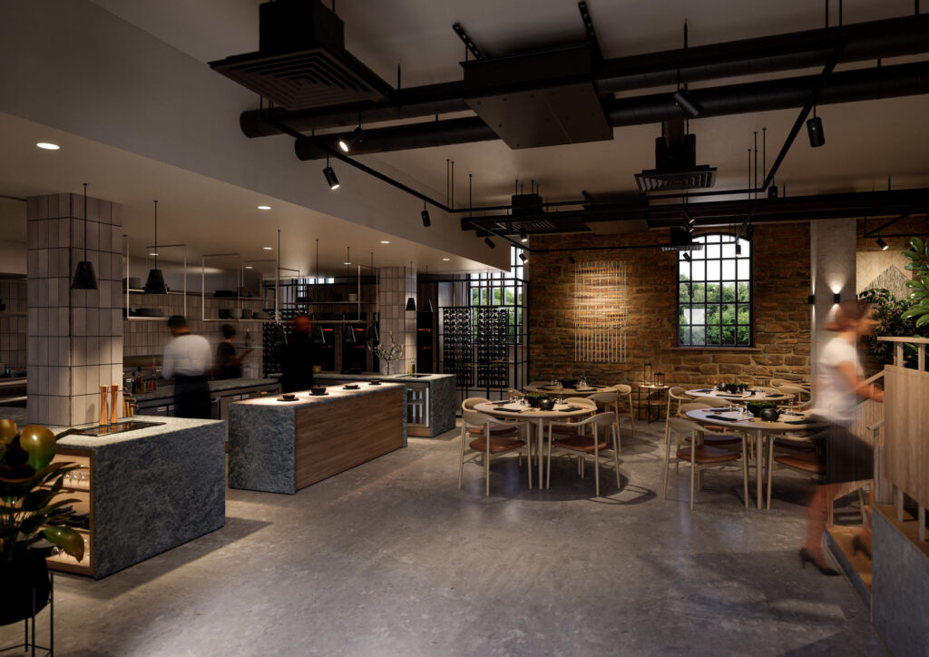 Acclaimed Restaurant JÖRO to Relocate to Oughtibridge Mill in Sheffield 9 A rendering showing the interior of the proposed restaurant