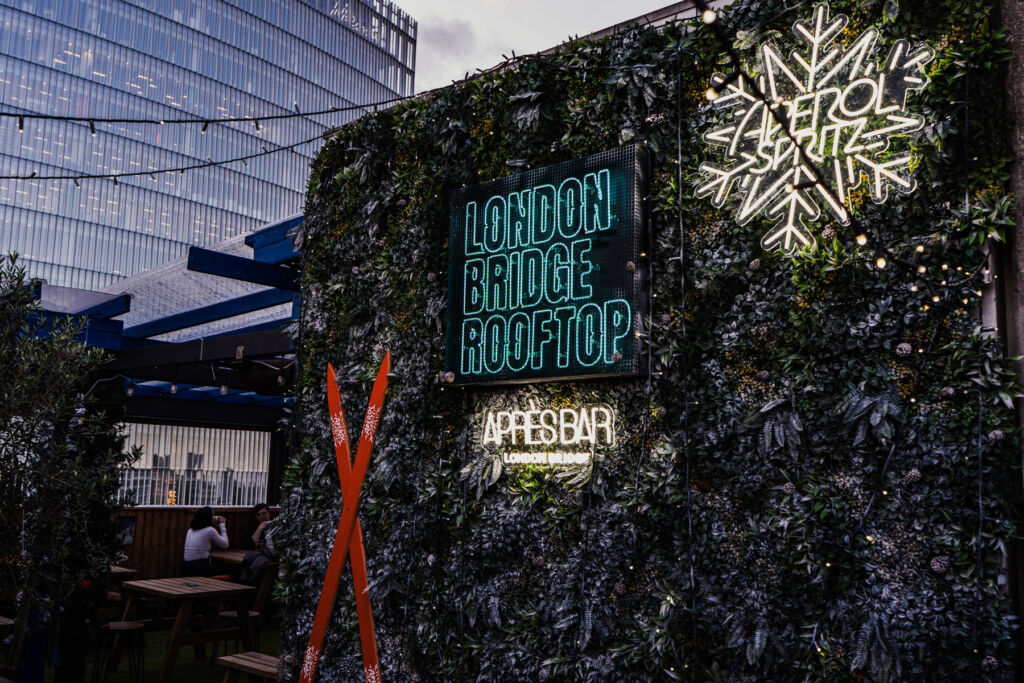 An All-new Après Destination Launches at London Bridge Rooftop for Winter 15 The signage at the entrance to the premises