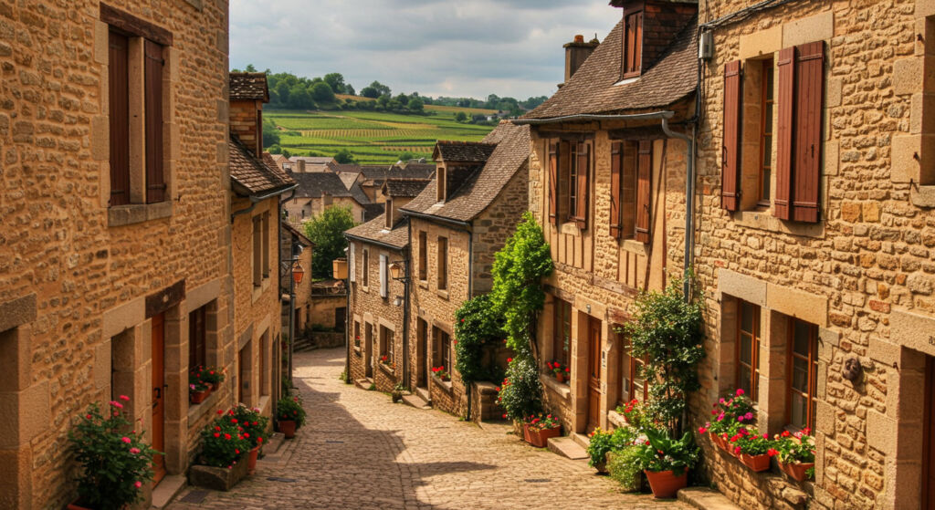 Cobbled streets in a village in France