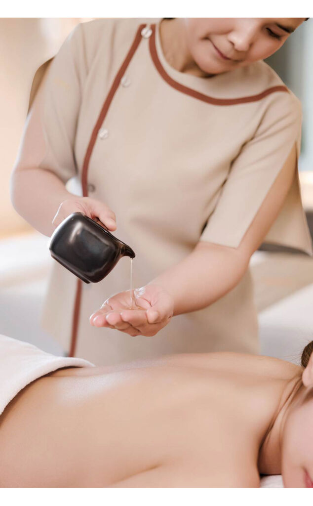 A guest experiencing one of the traditional treatments