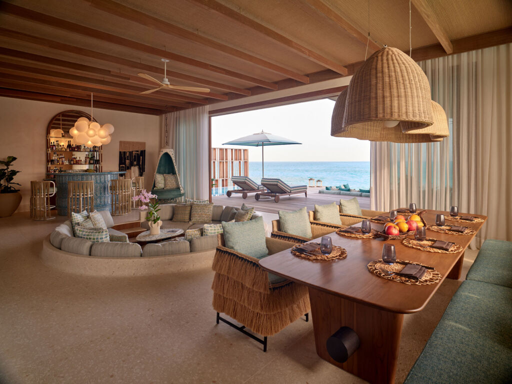 The living room inside one of the villas